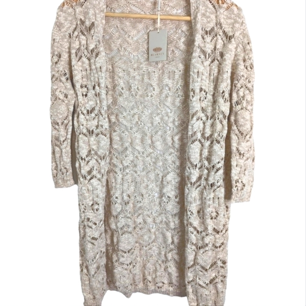 Blarney Tan Linen Cotton Open Cardigan... Medium